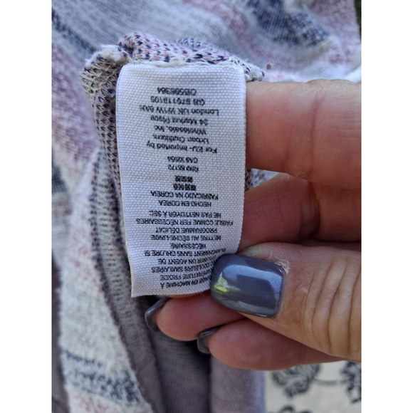 Free People Beach Baby V-neck Hooded Pullover Side Slits Dress Tunic Hoodie L - Picture 12 of 13